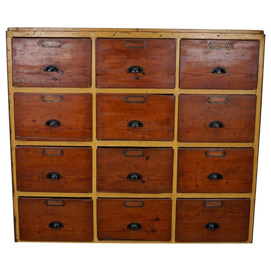 Large Dutch Industrial Pine Apothecary / Workshop Cabinet, circa 1930s