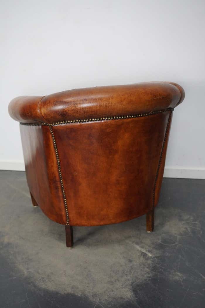 Vintage Dutch Cognac Colored Leather Club Chair