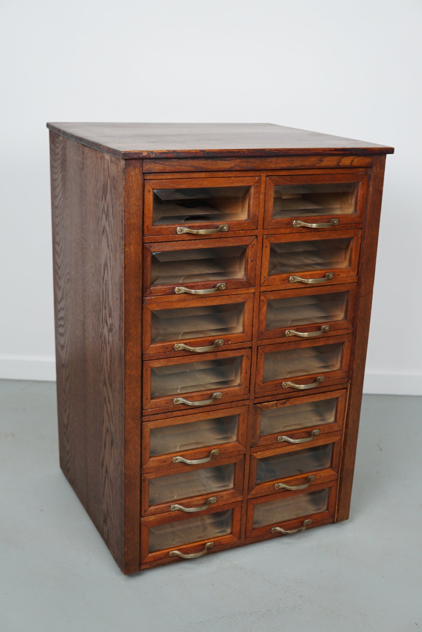 Vintage Dutch Oak Haberdashery Shop Cabinet, 1930s