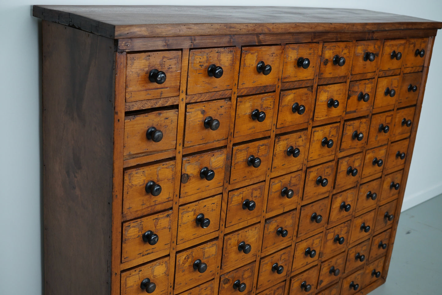 Dutch Industrial Pine Apothecary / Workshop Cabinet, circa 1930s