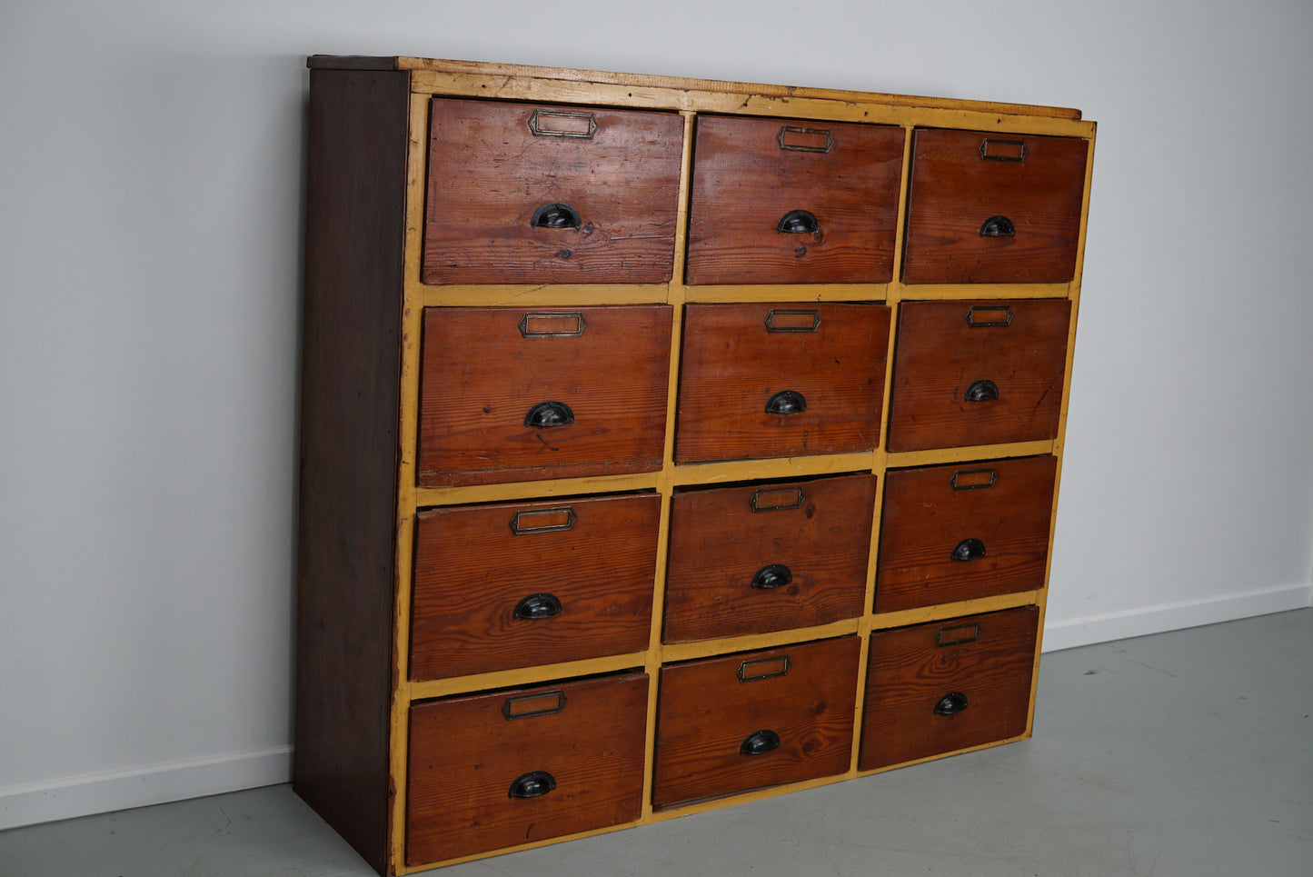 Large Dutch Industrial Pine Apothecary / Workshop Cabinet, circa 1930s