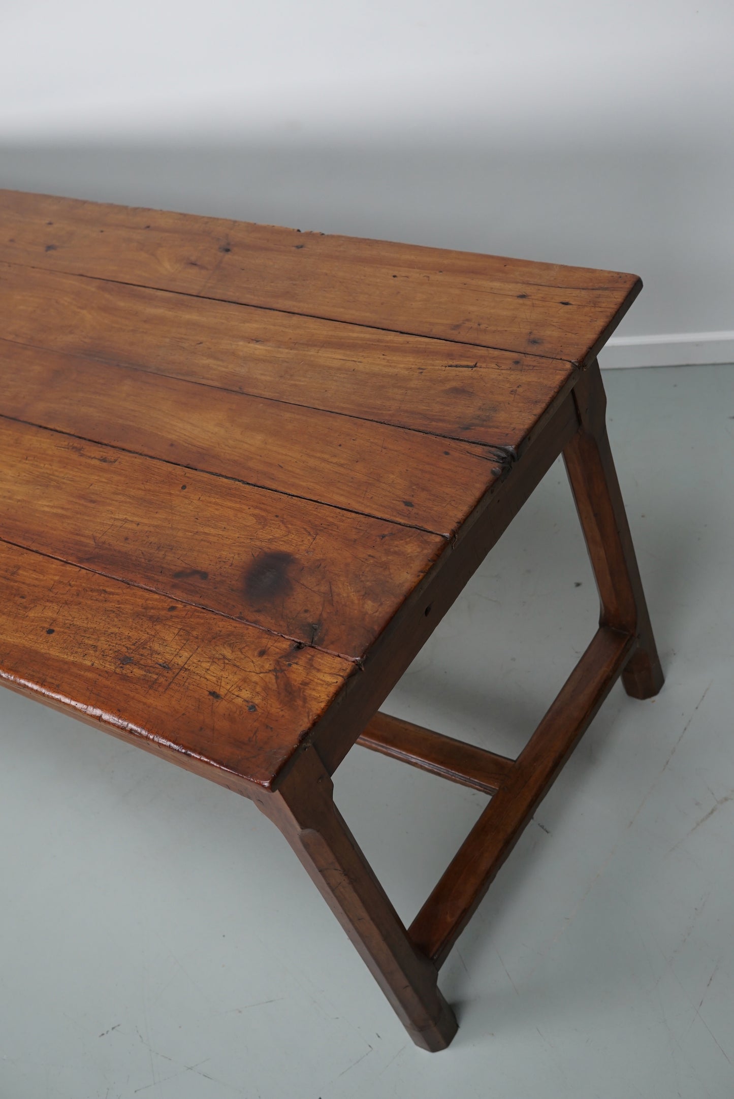Antique Cherry French Farmhouse Dining Table, 19th Century