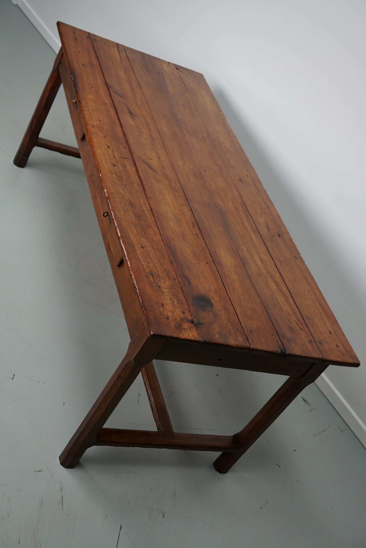 Antique Cherry French Farmhouse Dining Table, 19th Century