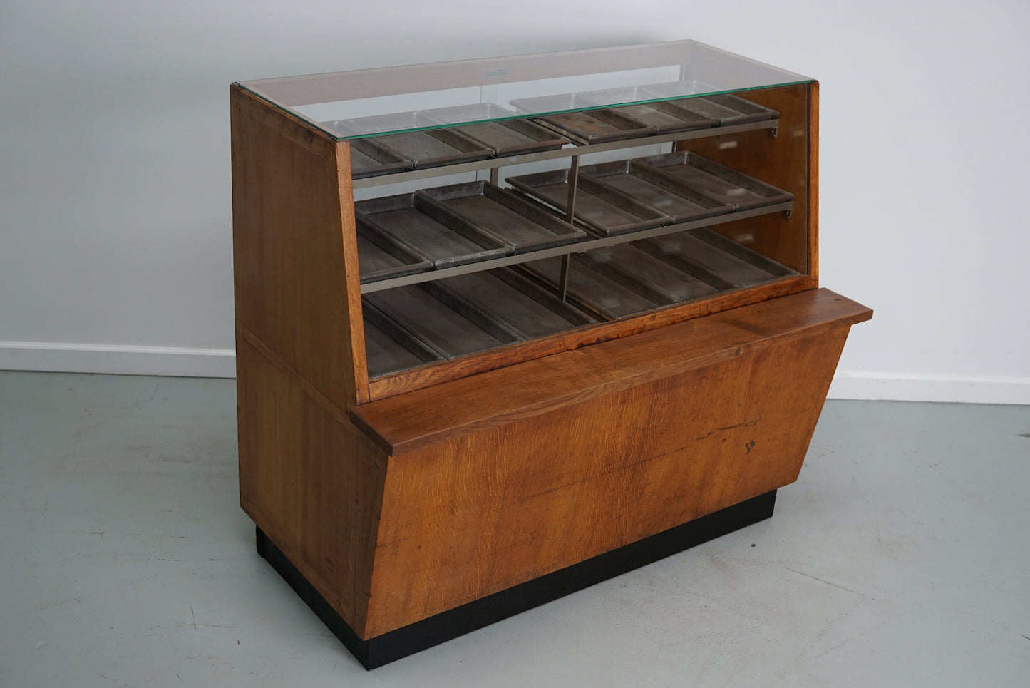 Vintage Dutch Oak Haberdashery Cabinet or Shop Counter, 1950s