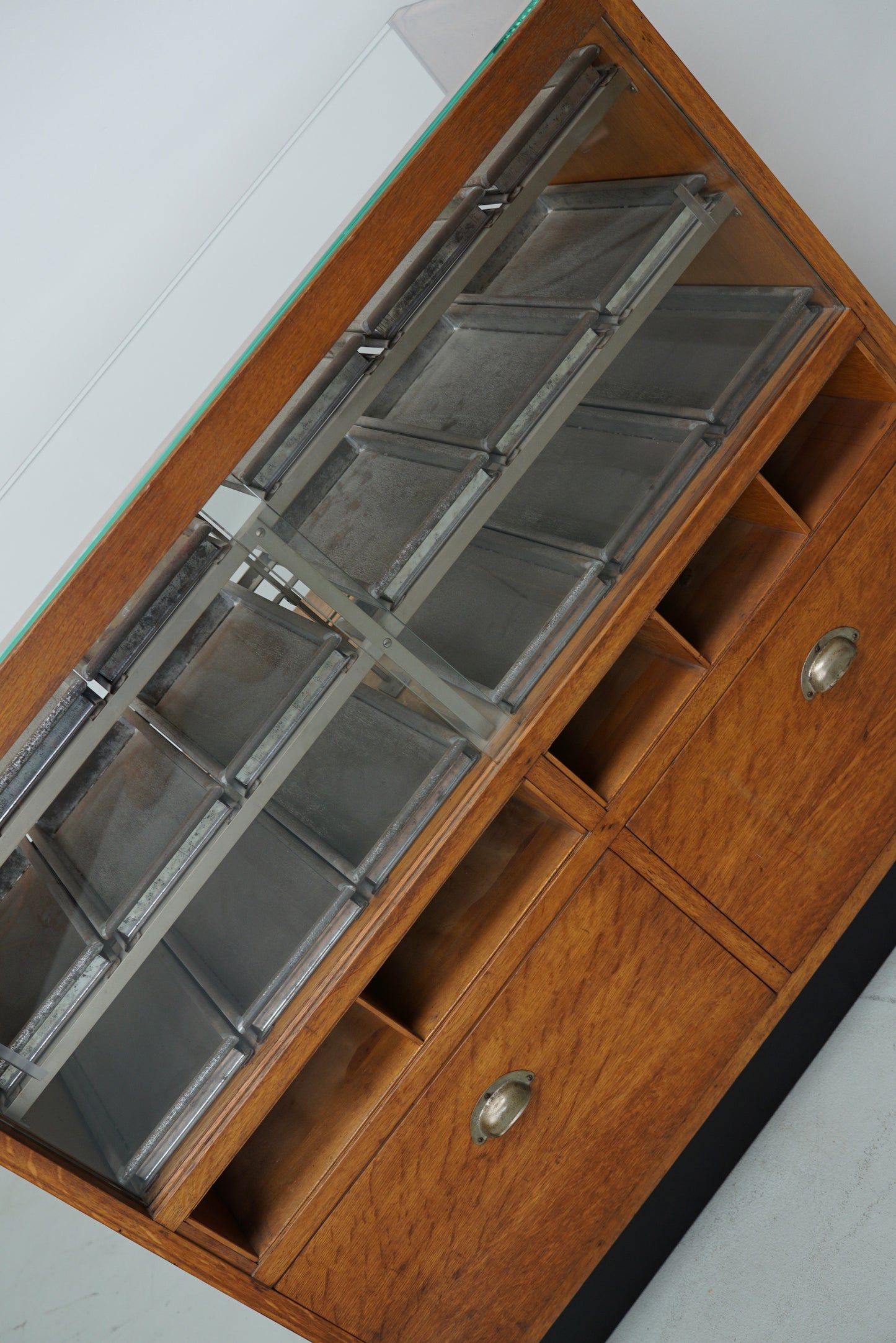 Vintage Dutch Oak Haberdashery Cabinet or Shop Counter, 1950s