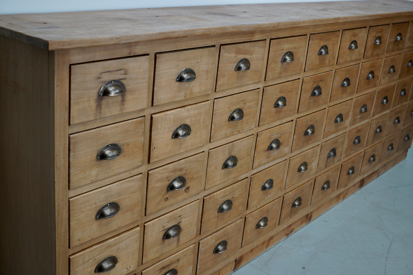 Large Dutch Maple Apothecary Cabinet or Bank of Drawers, ca 1950s