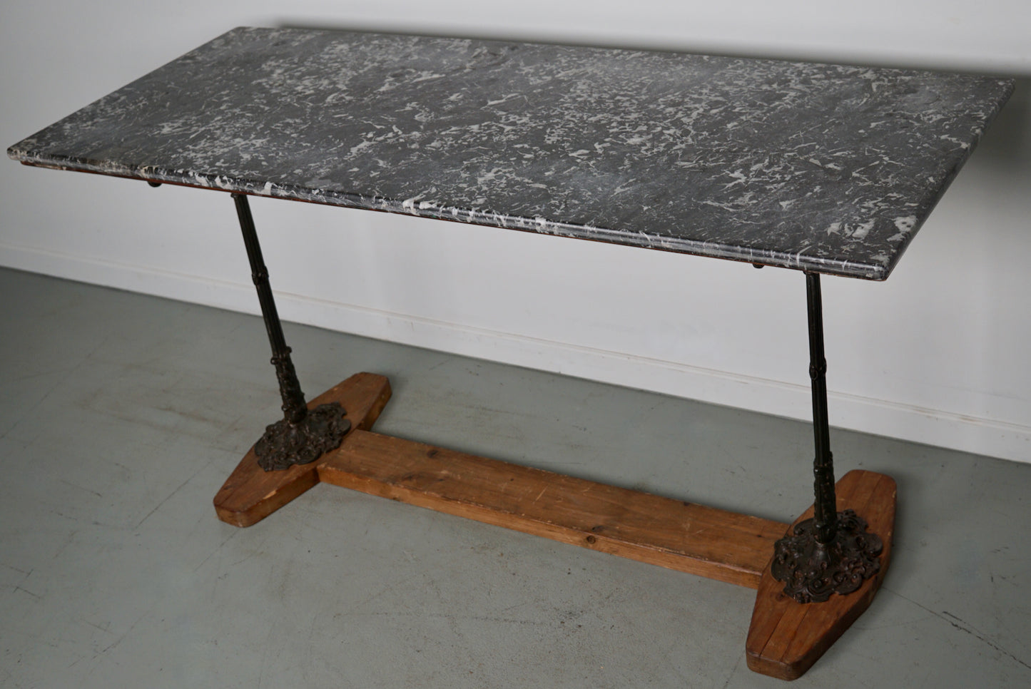 French Marble & Cast Iron Console or Side Table, 19th Century