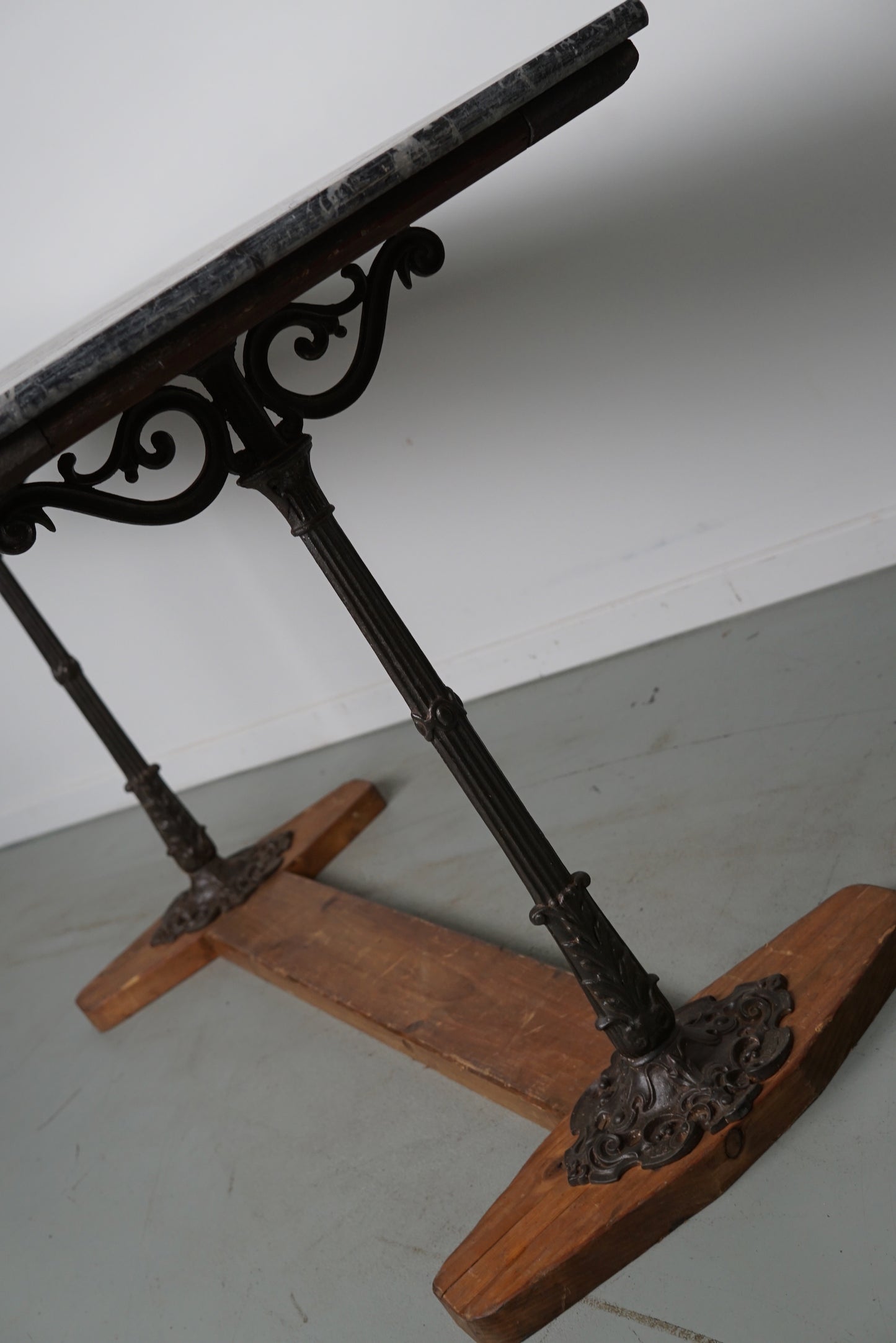 French Marble & Cast Iron Console or Side Table, 19th Century
