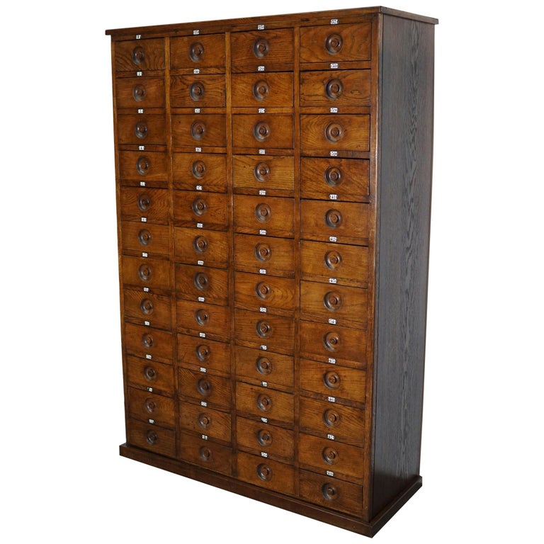Large English Oak Apothecary Cabinet, 1920s
