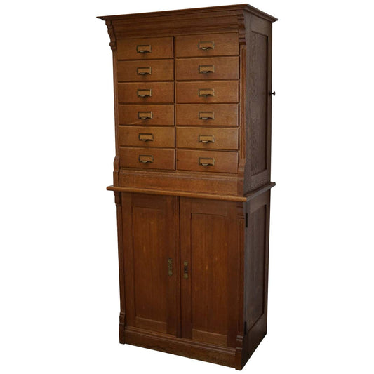 Dutch Oak Apothecary or Filing Cabinet, 1930s