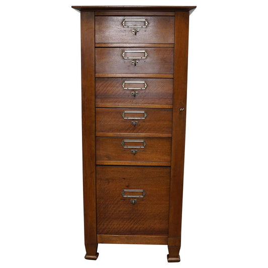 French Mahogany Filing Cabinet or Bank of Drawers, 1930s