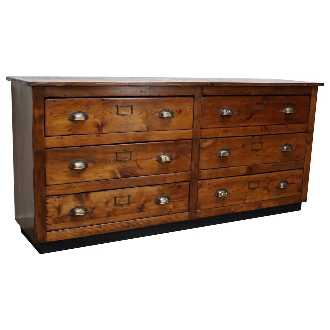 German Pine Apothecary Cabinet or Bank of Drawers, Mid-20th Century