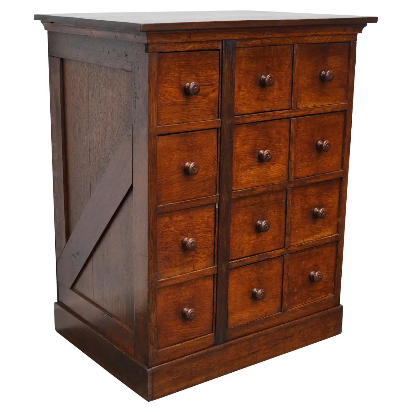 English Oak Apothecary Cabinet Cabinet, Early 20th Century
