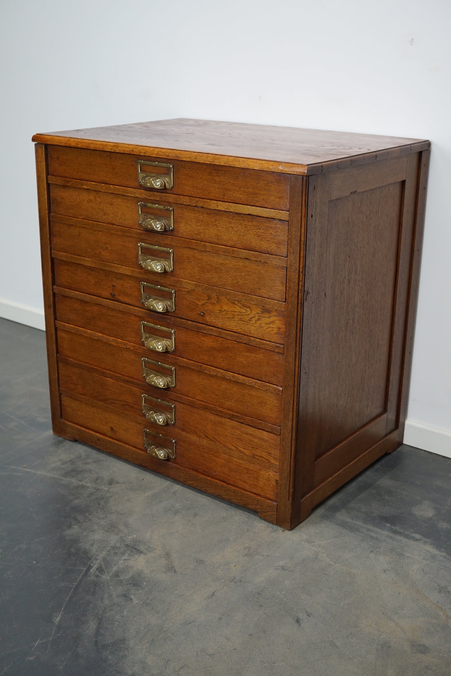 Dutch Oak Apothecary Cabinet / Plan Chest, Early 20th Century