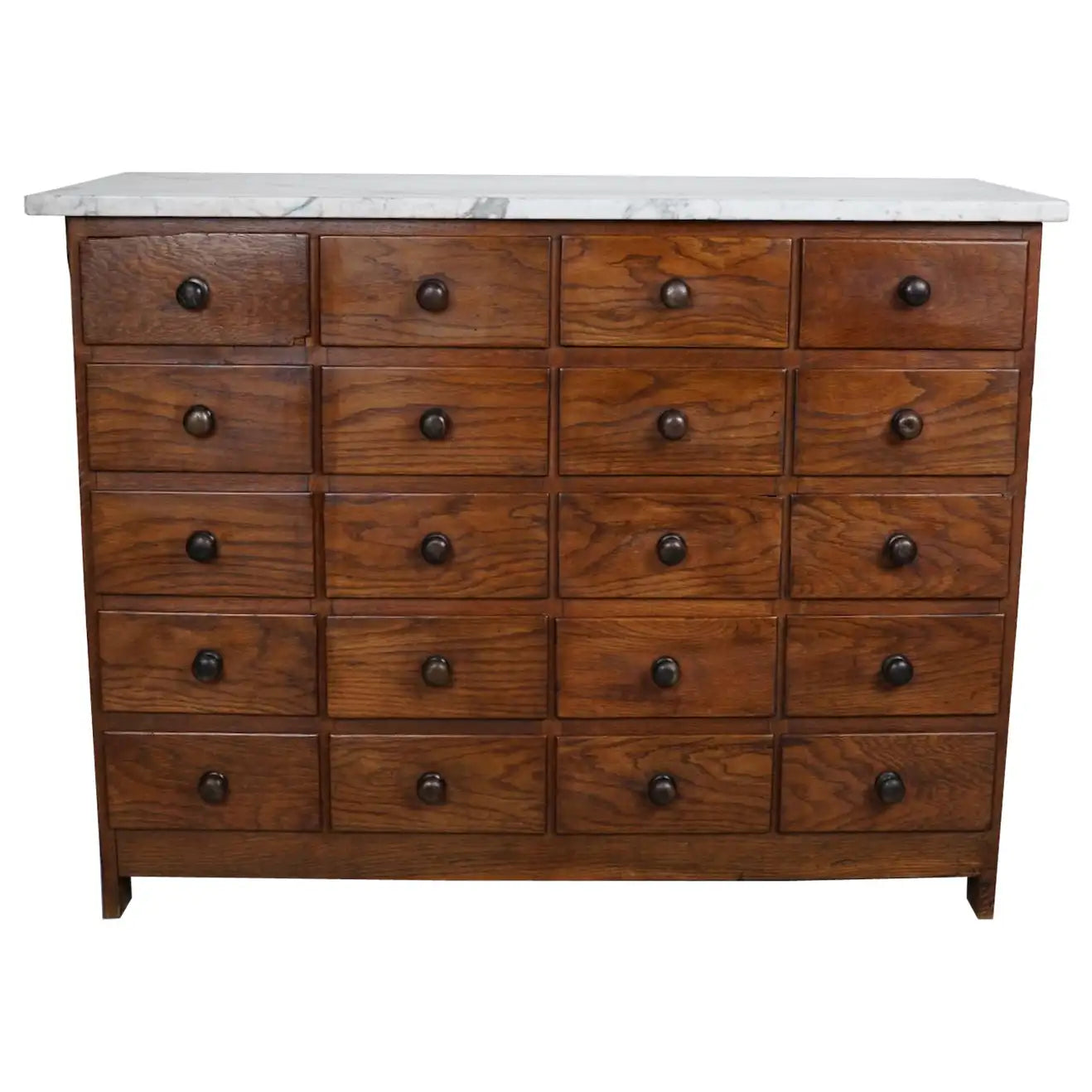 Dutch Oak Apothecary / Barber Cabinet Marble Top, Early 20th Century