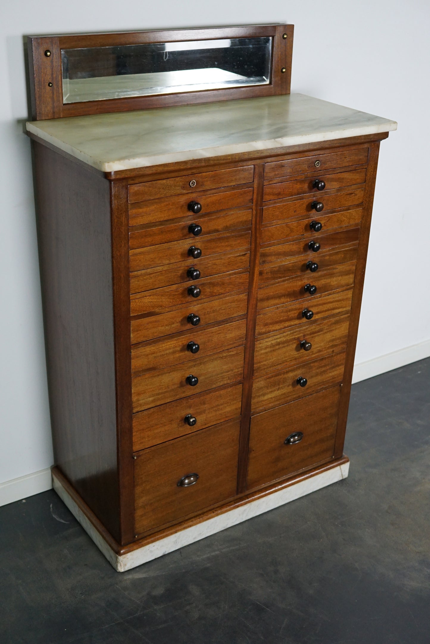 Antique Mahogany and Marble Dental / Dentist Cabinet, Amsterdam ca 1920