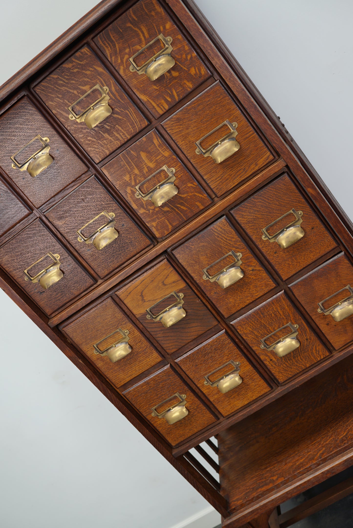 English Oak Apothecary Cabinet or Filing Cabinet, Early 20th Century