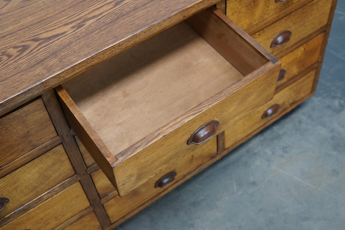 Dutch Oak Apothecary Cabinet or Bank of Drawers, Mid-20th Century