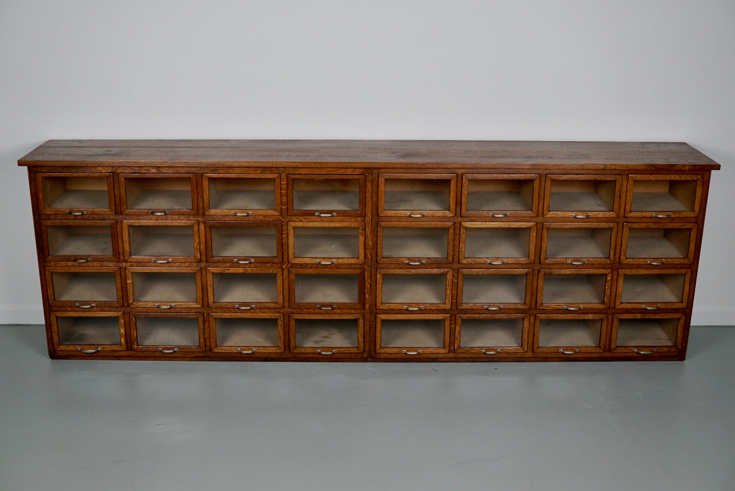 Large Vintage Dutch Oak Haberdashery Shop Cabinet, 1930s