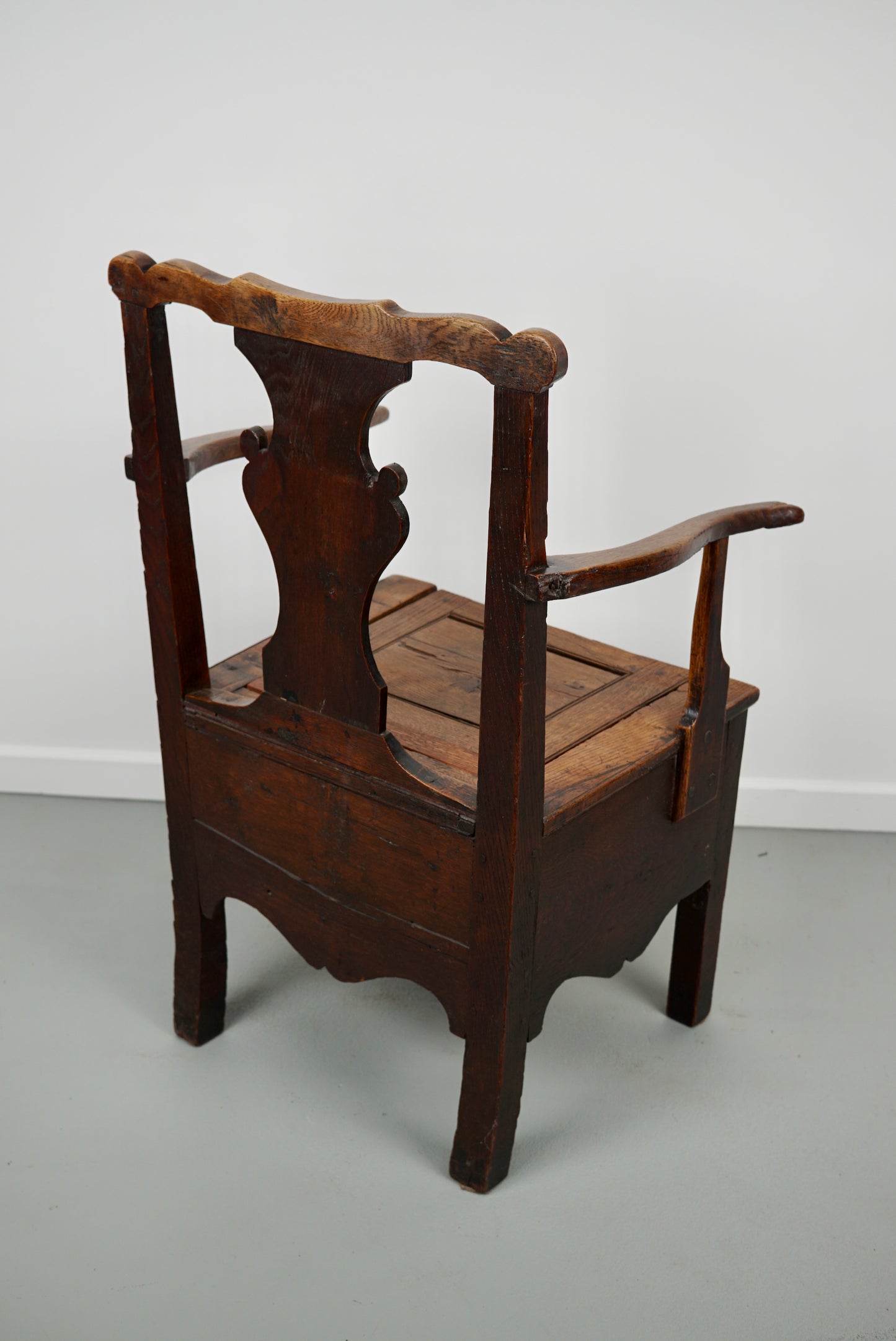 Antique English Oak Commode Chair 18th Century