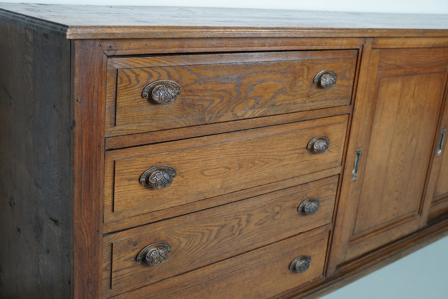 Large Antique French Oak Apothecary Cabinet or Sideboard, Circa 1900