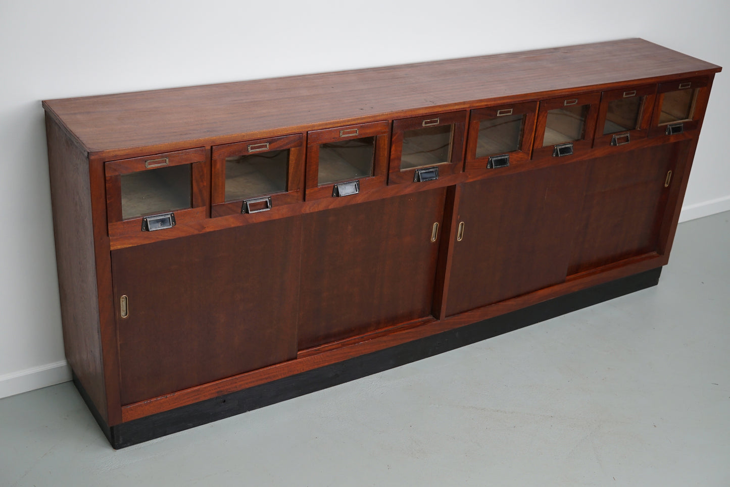 Large Vintage Dutch Mahogany Haberdashery Shop Cabinet, 1950s