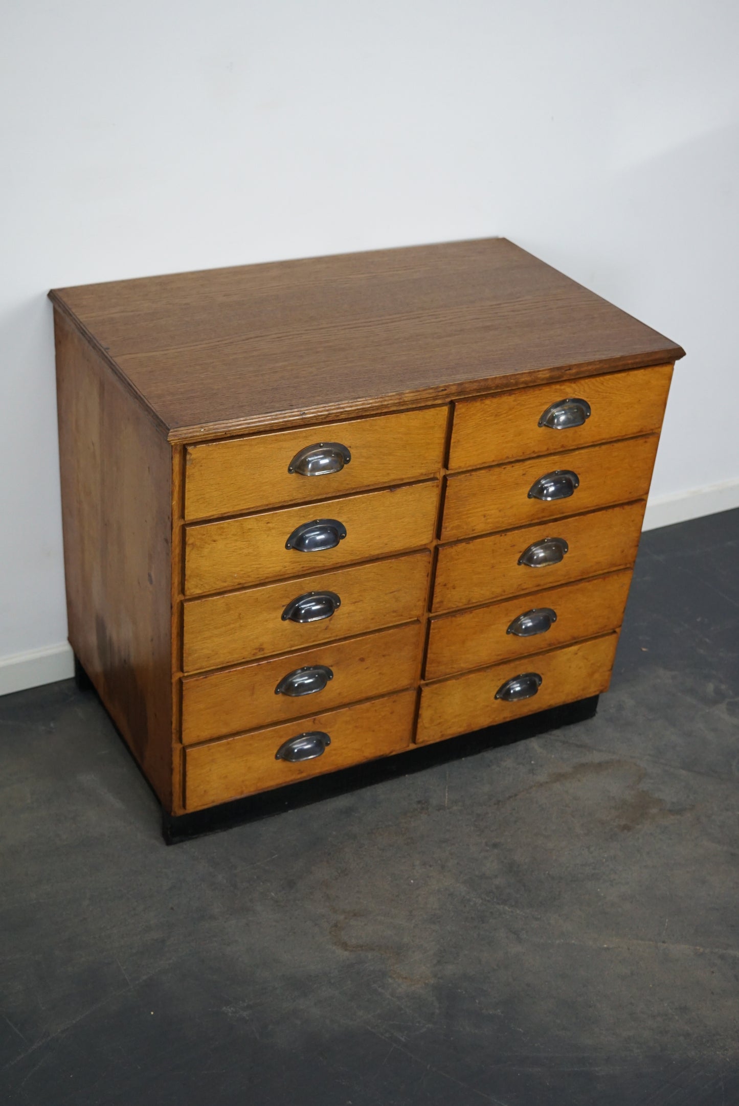 German Oak / Pine Apothecary Cabinet or Bank of Drawers, Mid 20th Century
