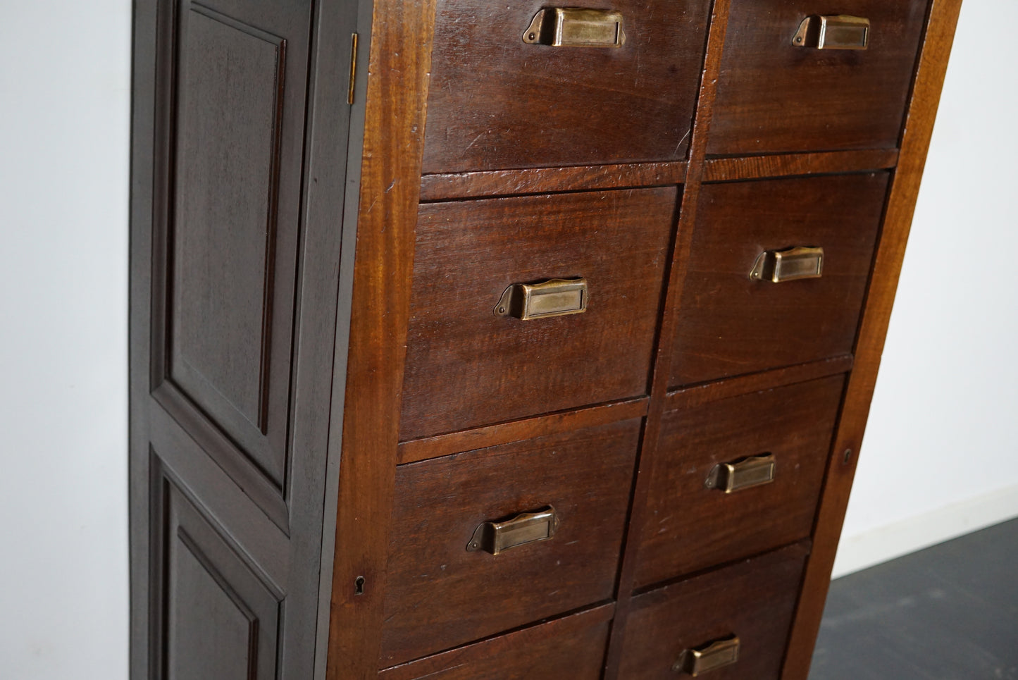 Dutch Mahogany Filing Cabinet or Bank of Drawers, 1930s