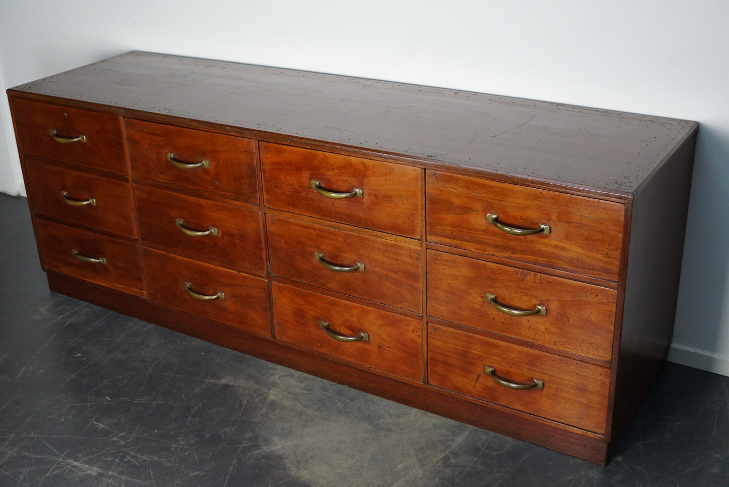 Large French Mahogany Apothecary Cabinet / Drapers Chest, Early 20th Century